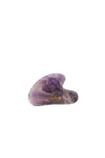 Mayella heart shaped Amethyst Gua Sha on white background