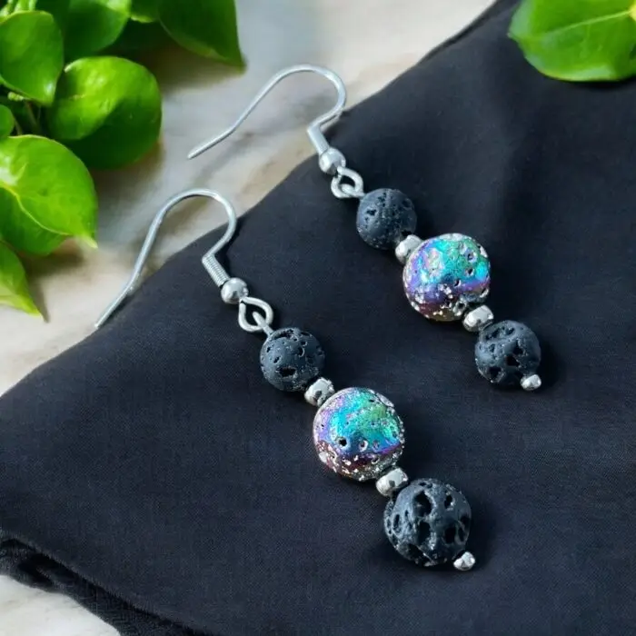 Lava Rock Dangling Earrings