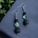 Natural Beautiful Beads Abalone Shell and black agate stone with lava rock to apply essential oils allowing scents of wellness.